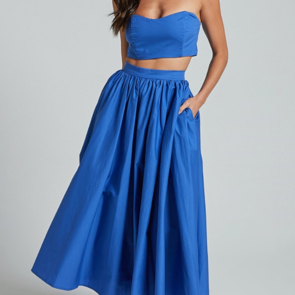 Showpo Vibrant Blue Strapless Skirt Set